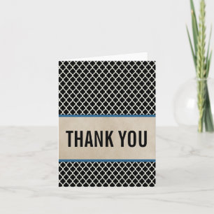 Blue Chic Quatrefoil Thank You Card