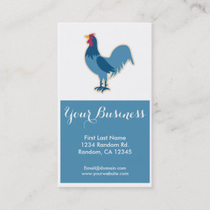 Blue chicken rooster customisable business cards