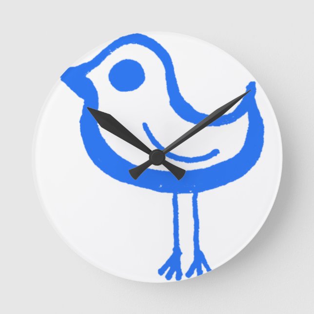 Blue chicken round clock (Front)
