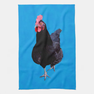 Blue Chicken Strut,  Dish Towel