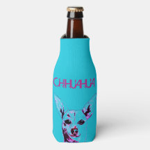 Blue Chihuahua Themed Bottle Cooler
