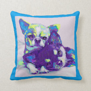 blue chihuahuas pillow