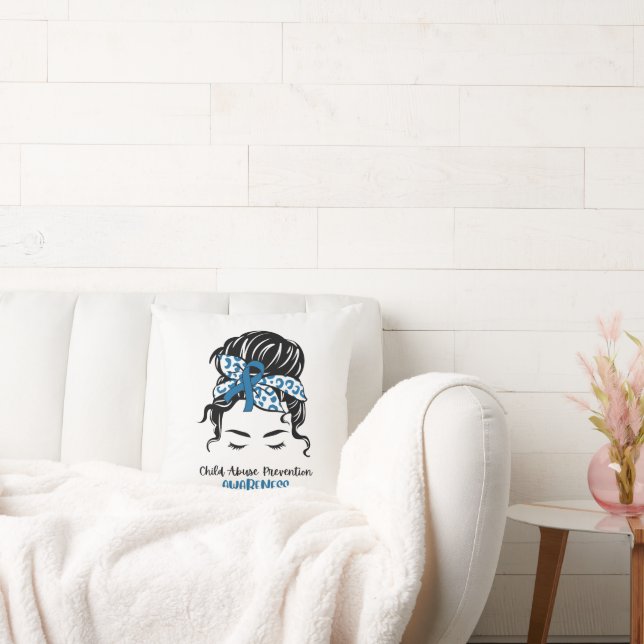 Blue Child Abuse Prevention Awareness Blue Messy Cushion (Couch)