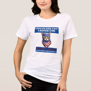 Blue Childless Cat Ladies For Kamala Harris Tri-Blend Shirt