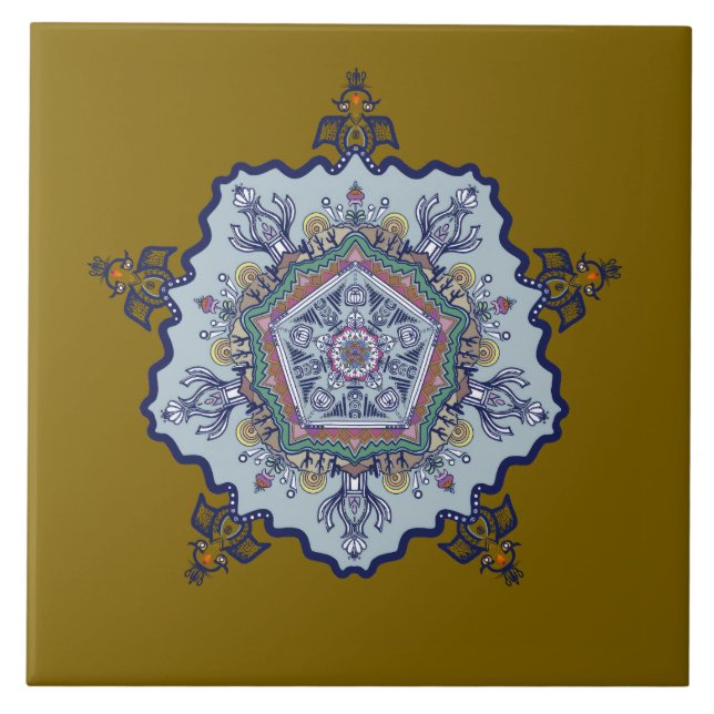 Blue china design.  What do you see Ceramic Tile (Front)