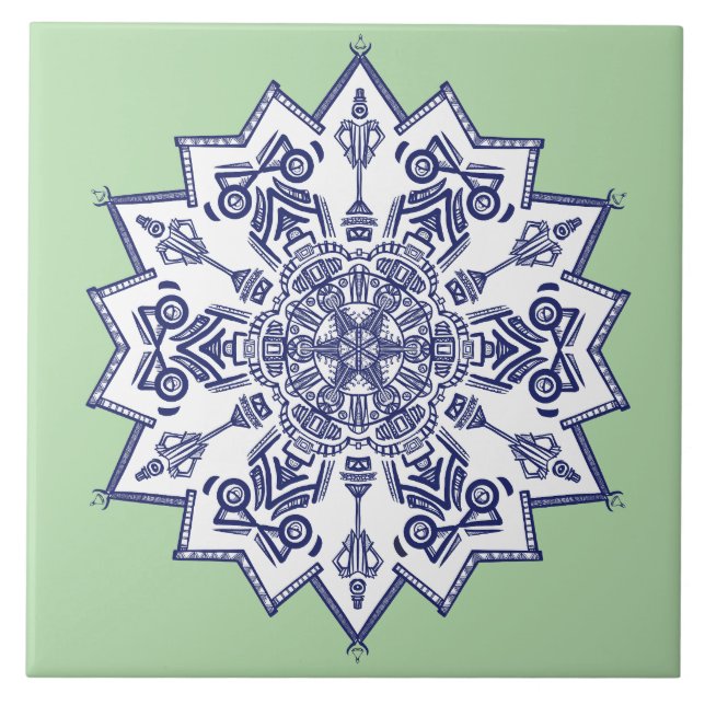 Blue china design.  What do you see Tile (Front)