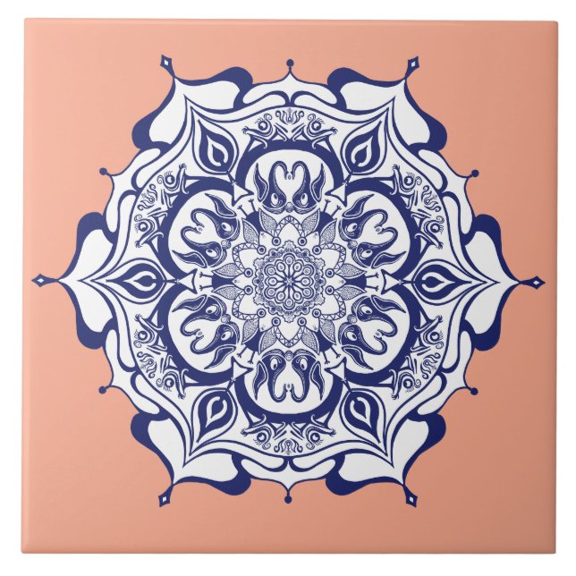 Blue china design.  What do you see Tile (Front)