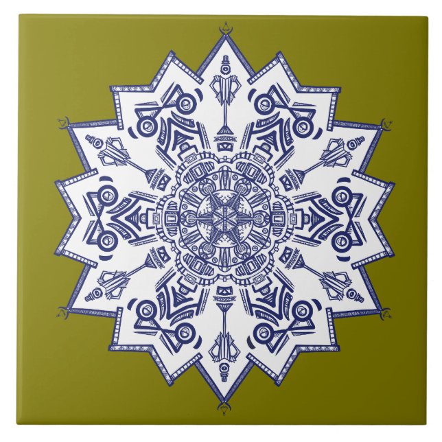 Blue china design.  What do you see Tile (Front)