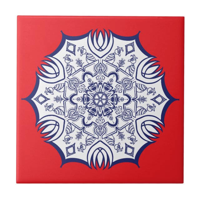 Blue China designs Tile (Front)