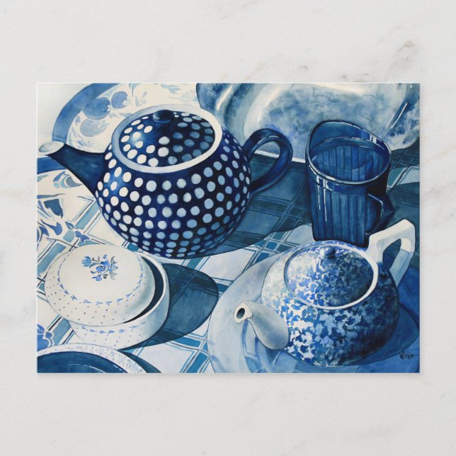 Blue China Dishes Postcard (Front)