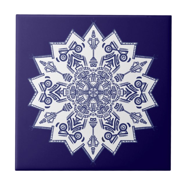 Blue China Mandela Tile (Front)