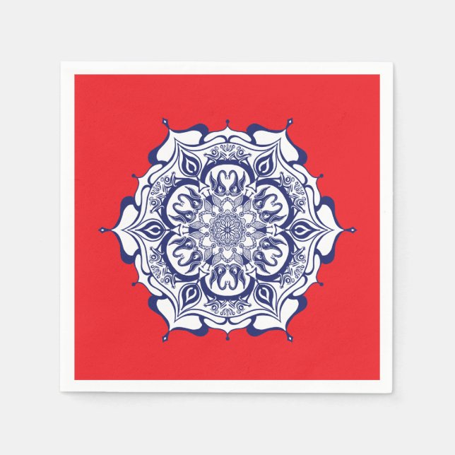 Blue China Style with creatures Napkin (Front)