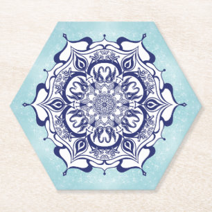 Blue China Style with creatures Paper Coaster