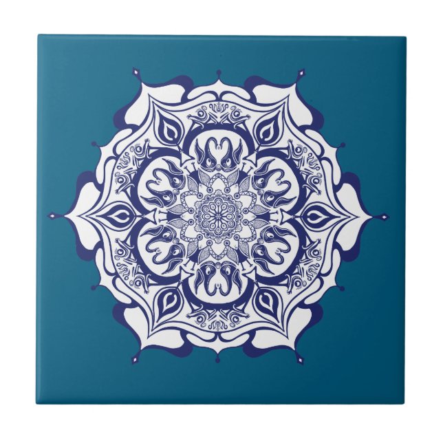 Blue China Style with creatures Tile (Front)