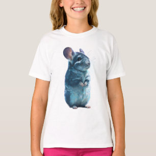 Blue Chinchilla Fluffy Wildlife Portrait Kids T-Shirt
