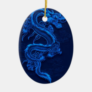 Blue Chinese Dragon Ceramic Tree Decoration