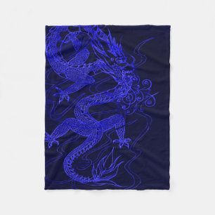 Blue Chinese Dragon Fleece Blanket