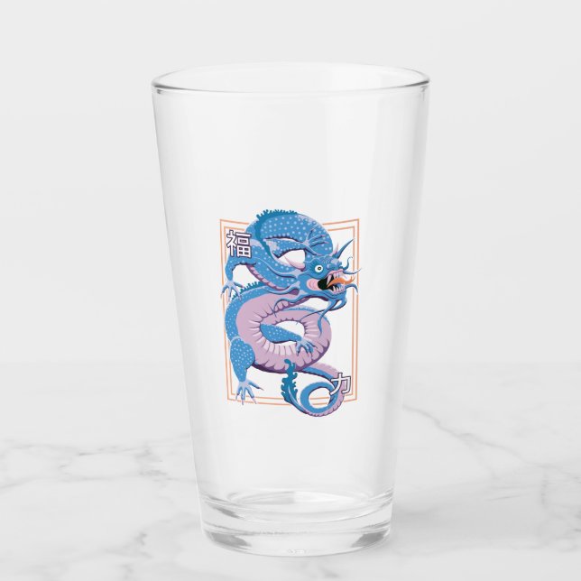 Blue Chinese Dragon Glass (Front)
