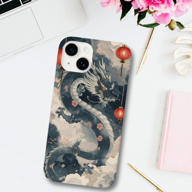 Blue Chinese Dragon Lanterns Case-Mate iPhone Case (Creator Uploaded)