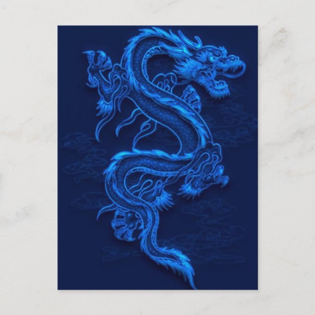 Blue Chinese Dragon Postcard (Front)