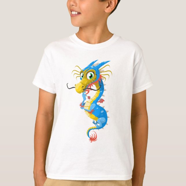 Blue Chinese Dragon Unique T-Shirt (Front)