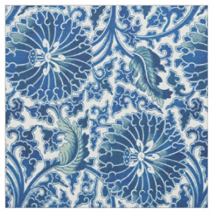 Blue Chinese Floral Pattern Fabric