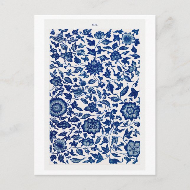 Blue Chinese Flower Pattern from Owen Jones Book Postcard (Front)