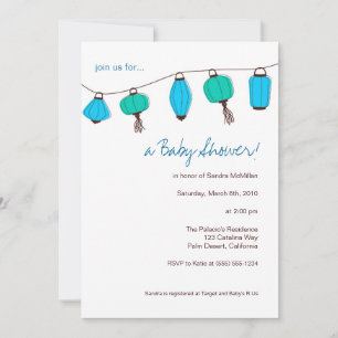 Blue Chinese Lanterns Invitations, 5x7 Invitation
