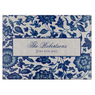 Blue Chinese Ornamental Floral Cutting Board