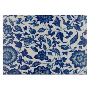 Blue Chinese Ornamental Floral Cutting Board