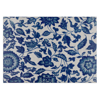 Blue Chinese Ornamental Floral  Cutting Board