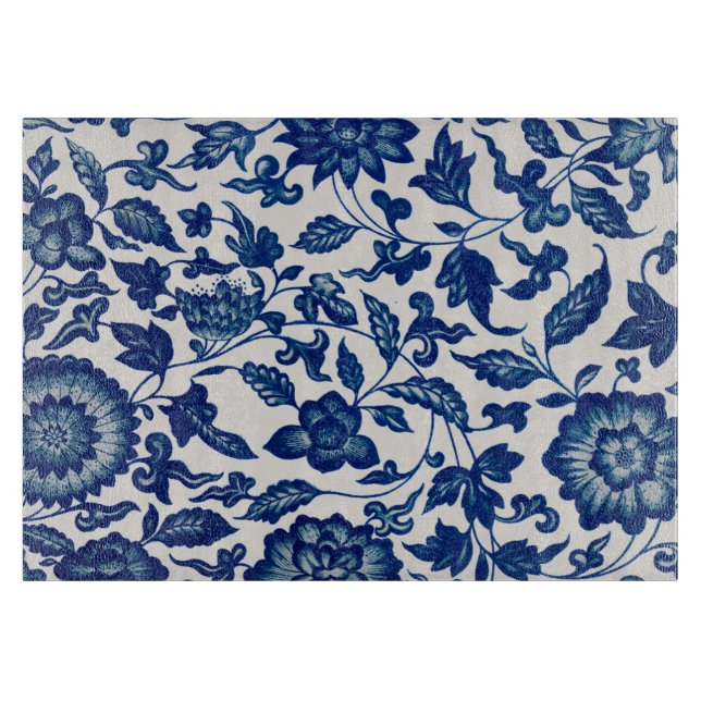 Blue Chinese Ornamental Floral  Cutting Board (Front)