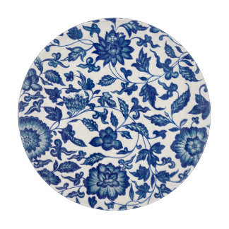 Blue Chinese Ornamental Floral Cutting Board