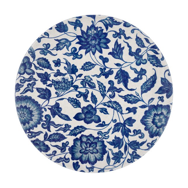 Blue Chinese Ornamental Floral Cutting Board (Front)