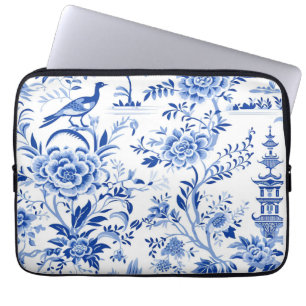 Blue Chinoiserie Asian French Toile Laptop Sleeve