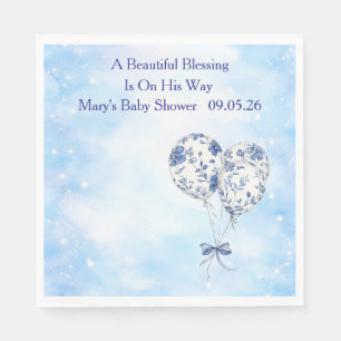Blue Chinoiserie Baby Shower Tableware Set Napkin