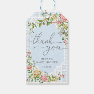 Blue Chinoiserie Baby Shower Thank You Favour Tag