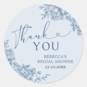 Blue Chinoiserie Baby Shower Thank You Sticker