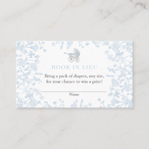 Blue Chinoiserie Book In Lieu Card, Shower game Business Card