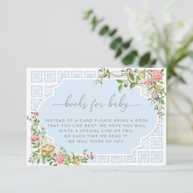 Blue Chinoiserie Books Request Card - Trianon (Standing Front)