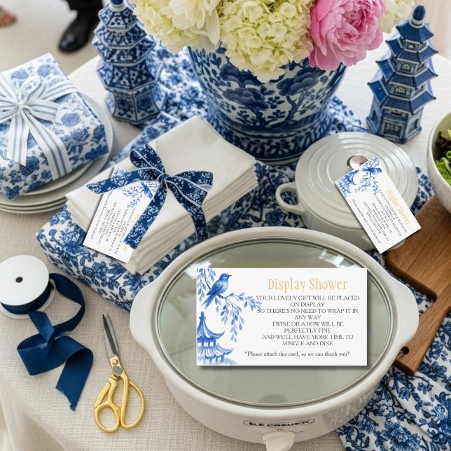 Blue Chinoiserie  Bridal Display Shower    Enclosure Card (Blue Chinoiserie Bridal Display Shower Enclosure Card)