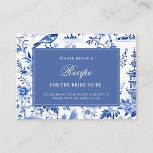 Blue Chinoiserie Bridal Shower Recipe Request Enclosure Card