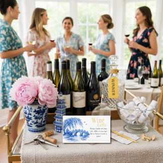 Blue Chinoiserie Bridge Wine Raffle Bridal Shower  Enclosure Card