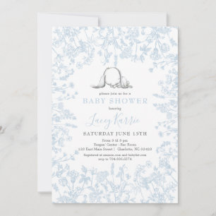 Blue Chinoiserie bunny baby Shower Invitation, Invitation