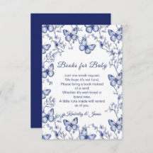 Blue Chinoiserie Butterfly Books For Baby Shower 