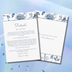 Blue Chinoiserie Christian Wedding Details Enclosure Card