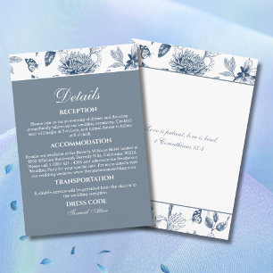 Blue Chinoiserie Christian Wedding Details Enclosure Card