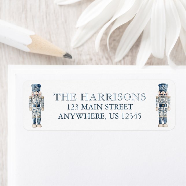 Blue Chinoiserie Christmas Nutcracker Address (Insitu)