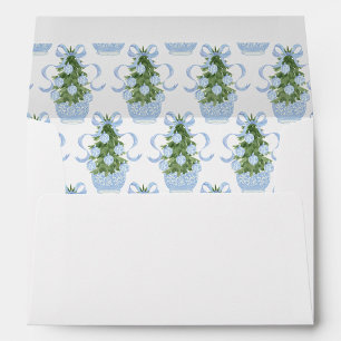 Blue Chinoiserie Christmas Tree Lined Envelope