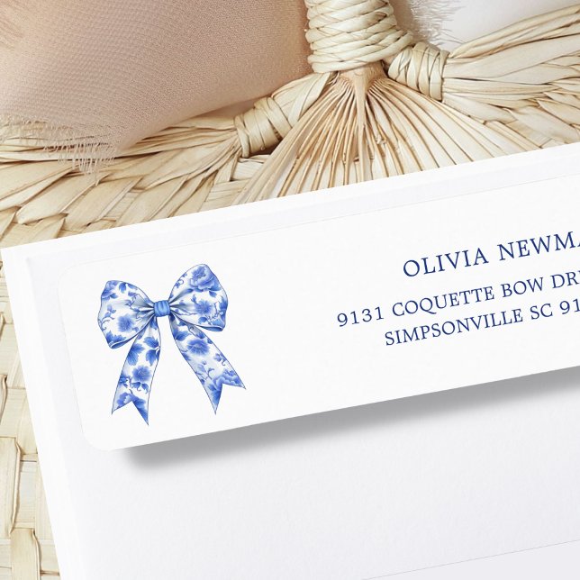 Blue Chinoiserie Coquette Bow Return Address (Creator Uploaded)